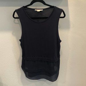 Michael Kors Layered Sheer Navy Blue Top Size Large